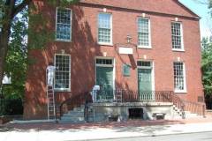 Crew Working on Doors and Windows in the Front of Historic Church in Alexandria, VA